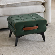 Pouf multifunzione per cambio scarpe con maniglia, piedini antiscivolo e gambe in acciaio in pelle PU verde