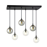 Lampada a sospensione Cosmo in acciaio nero e vetro