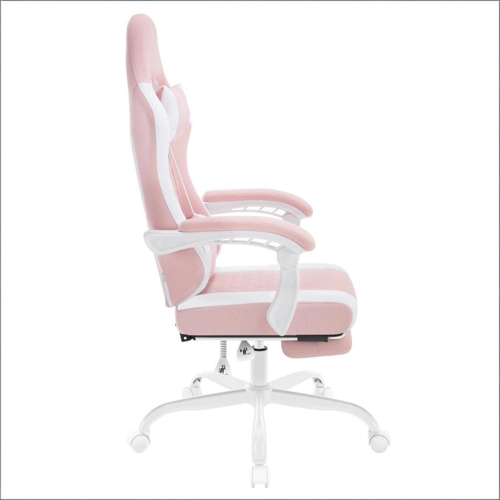 SEDIA UFFICIO GIREVOLE MASSAGGIO 70x70x127 cm Rosa/Bianco Tessuto Mesh