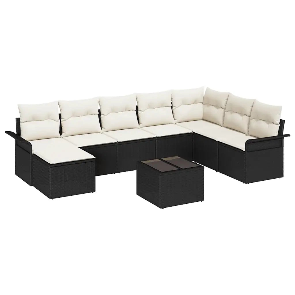 Set Divano da Giardino con cuscino 9 pcs Marrone Poly Rattan 3354156