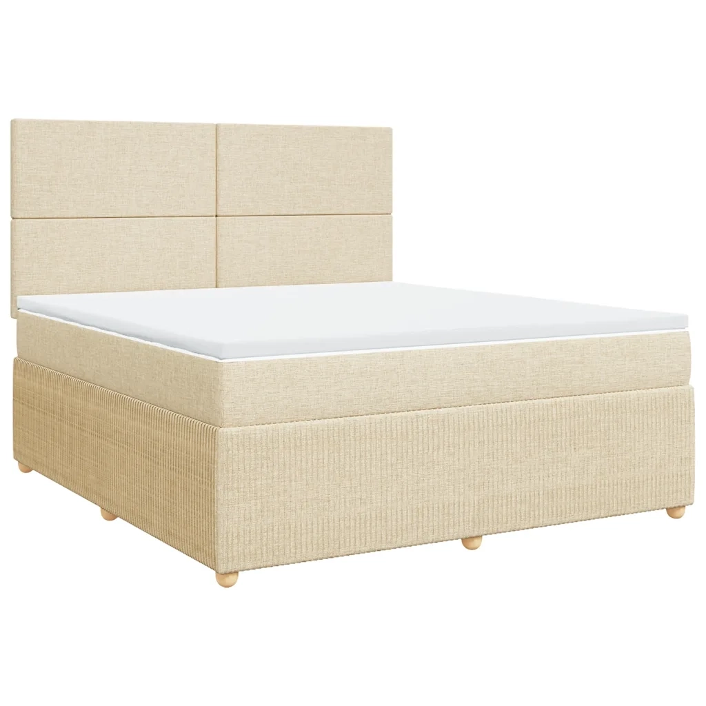Giroletto a Molle con Materasso Crema 180x200 cm in Tessuto 3294433