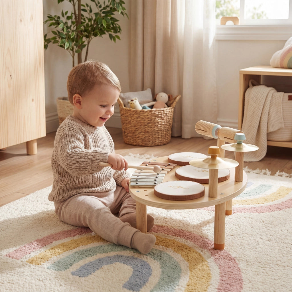Tamburo con Xilofono per Bambini ¨C Zephmum ¨C Legno Naturale