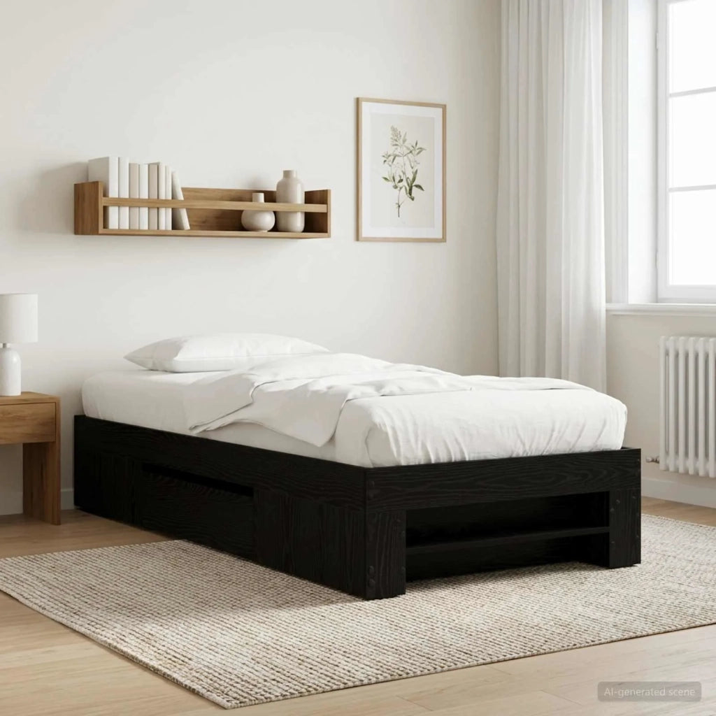 Telaio del letto con storage Rovere Nero 80 x 200 cm 3429691