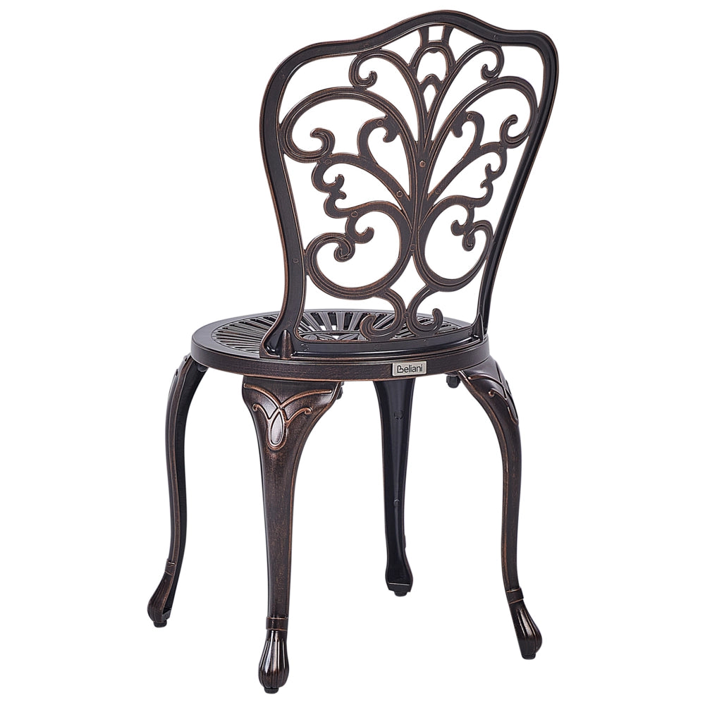 Set di 2 sedie da giardino in alluminio marrone senza braccioli Bistro Dining in stile vintage in metallo