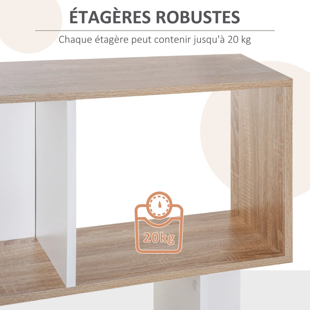 Libreria 5 ripiani a S ¨C Xylo ¨C legno rovere e bianco 60x24x184.5cm