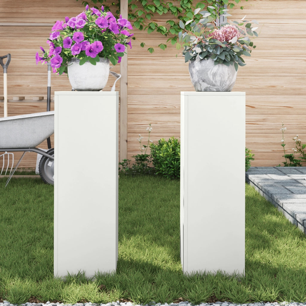 Supporti Piante da Esterno Pillar 2 pcs Bianco 24x24x75 cm Acciaio