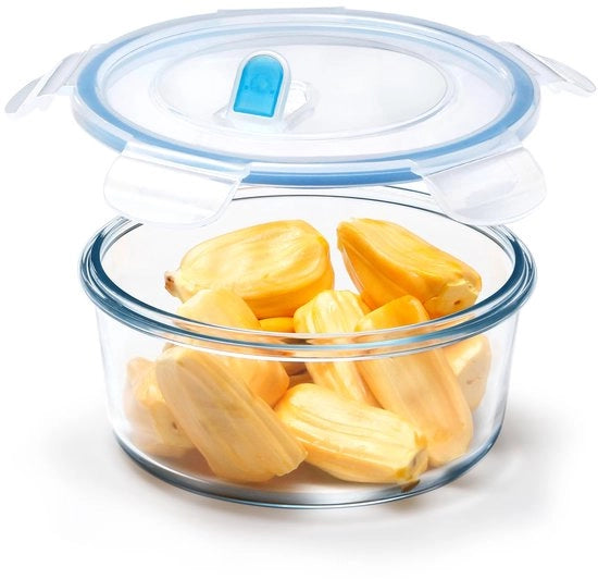 Contenitore in vetro 0,9L con coperchio, contenitori di cibo rotondi con coperchio, piccole scatole per pasti
