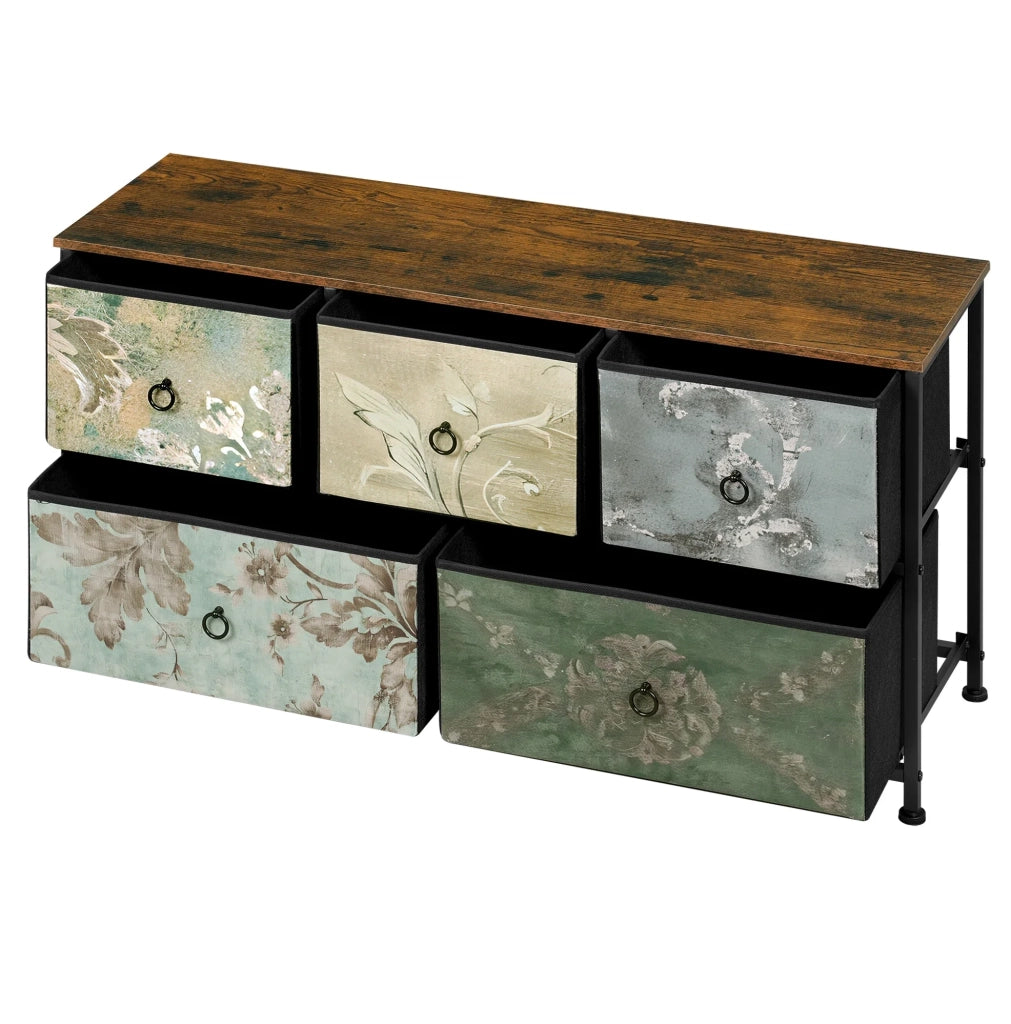 Mobile da ingresso a 5 cassetti 100x54x30 cm multicolore， stile industriale
