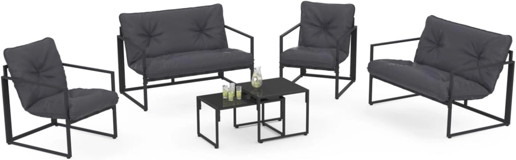 Set di mobili da Giardino Bassi Nairobi 6 posti in Acciaio Grigio Antracite