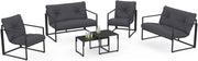 Set di mobili da Giardino Bassi Nairobi 6 posti in Acciaio Grigio Antracite