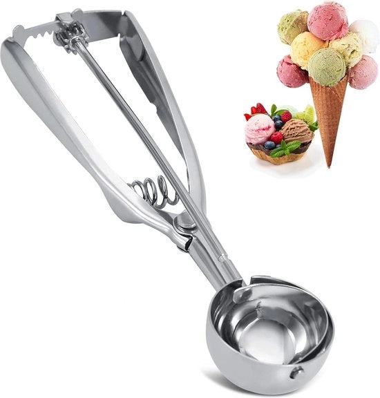 Schiappa per gelato in acciaio inossidabile - Spatole per gelato, melone, polpette, torta, biscotti e gelato con manico per gelato