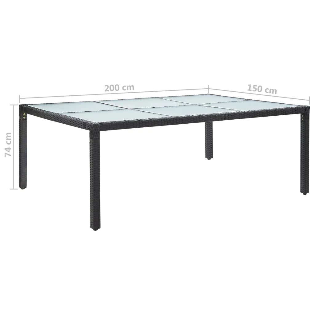 Tavolo da Pranzo da Giardino Nero 200x150x74 cm in Polyrattan 46129