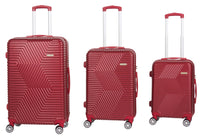 Set 3 Valigie Trolley Rigide in ABS 4 Ruote TSA Ravizzoni Haiti Dark Rosso