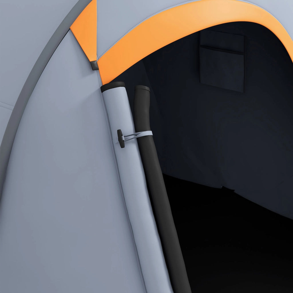 Tenda da Campeggio Pop Up Impermeabile Singola 245x148x105 cm Finestra a Rete Grigio