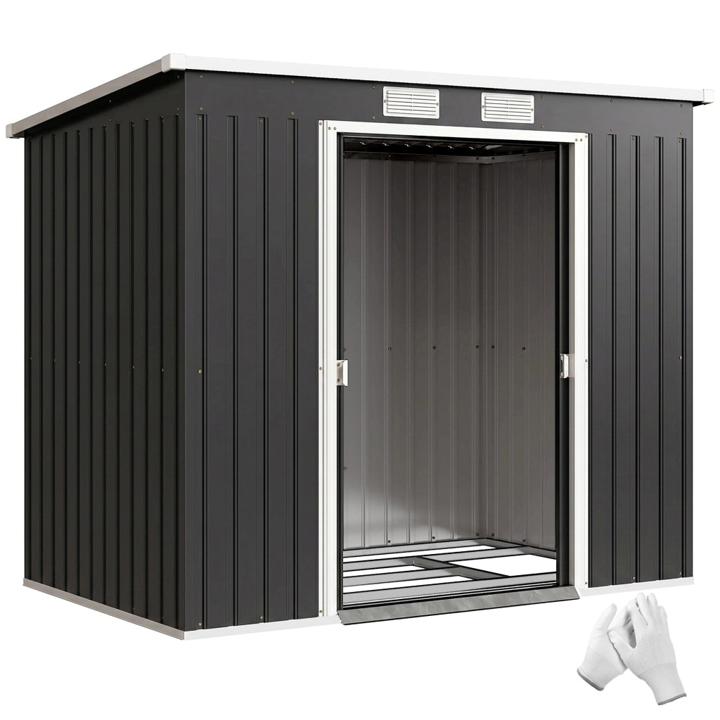 Casetta da Giardino in Acciaio ¨C zephmum ¨C 213x130x172 cm, Grigio Scuro