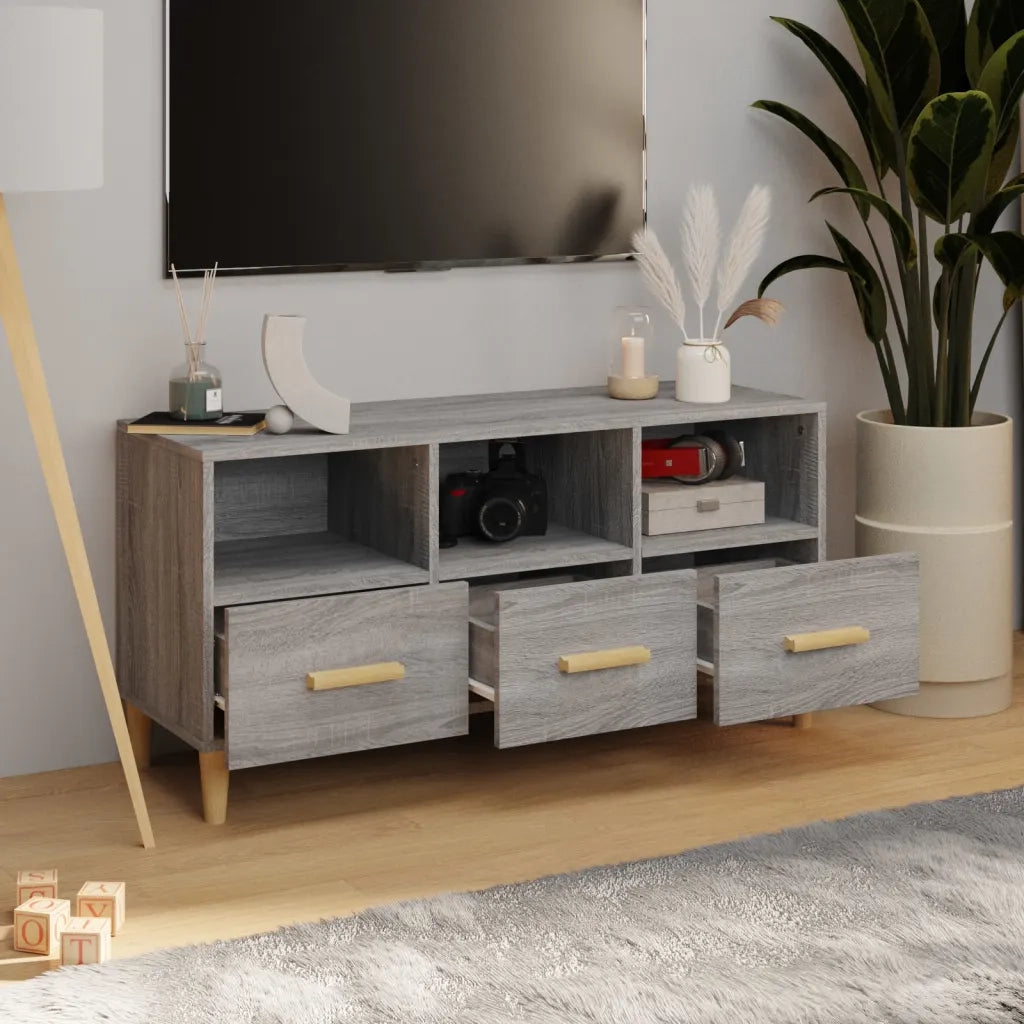 Mobile TV Grigio Sonoma 102x36x50 cm in Legno Multistrato 817496