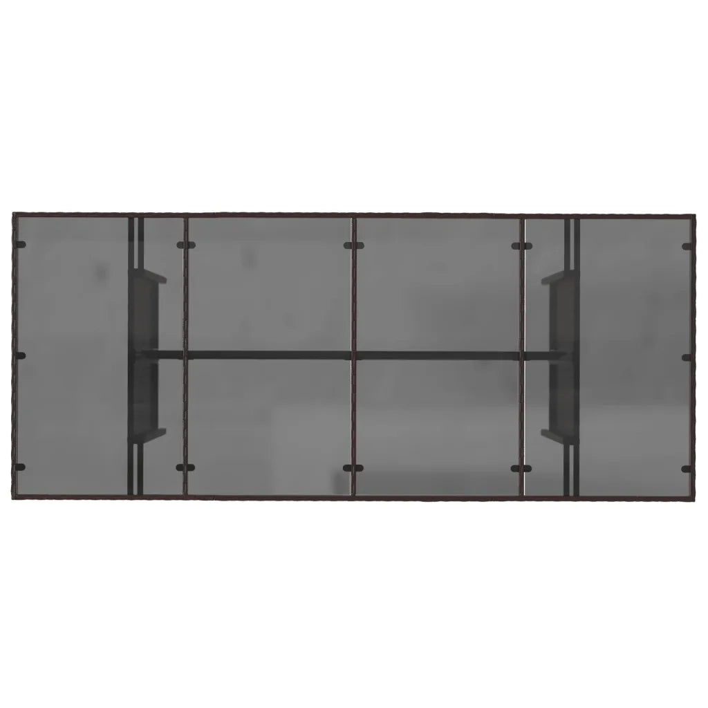 Tavolo Giardino Piano in Vetro Marrone 190x80x75cm Polyrattan