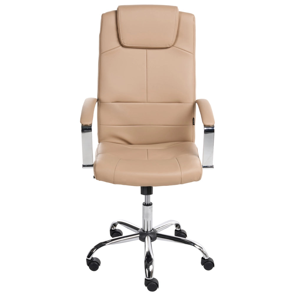 Sedia da Ufficio Girevole Regolabile in Ecopelle di colore Beige Ufficio Inclinabile