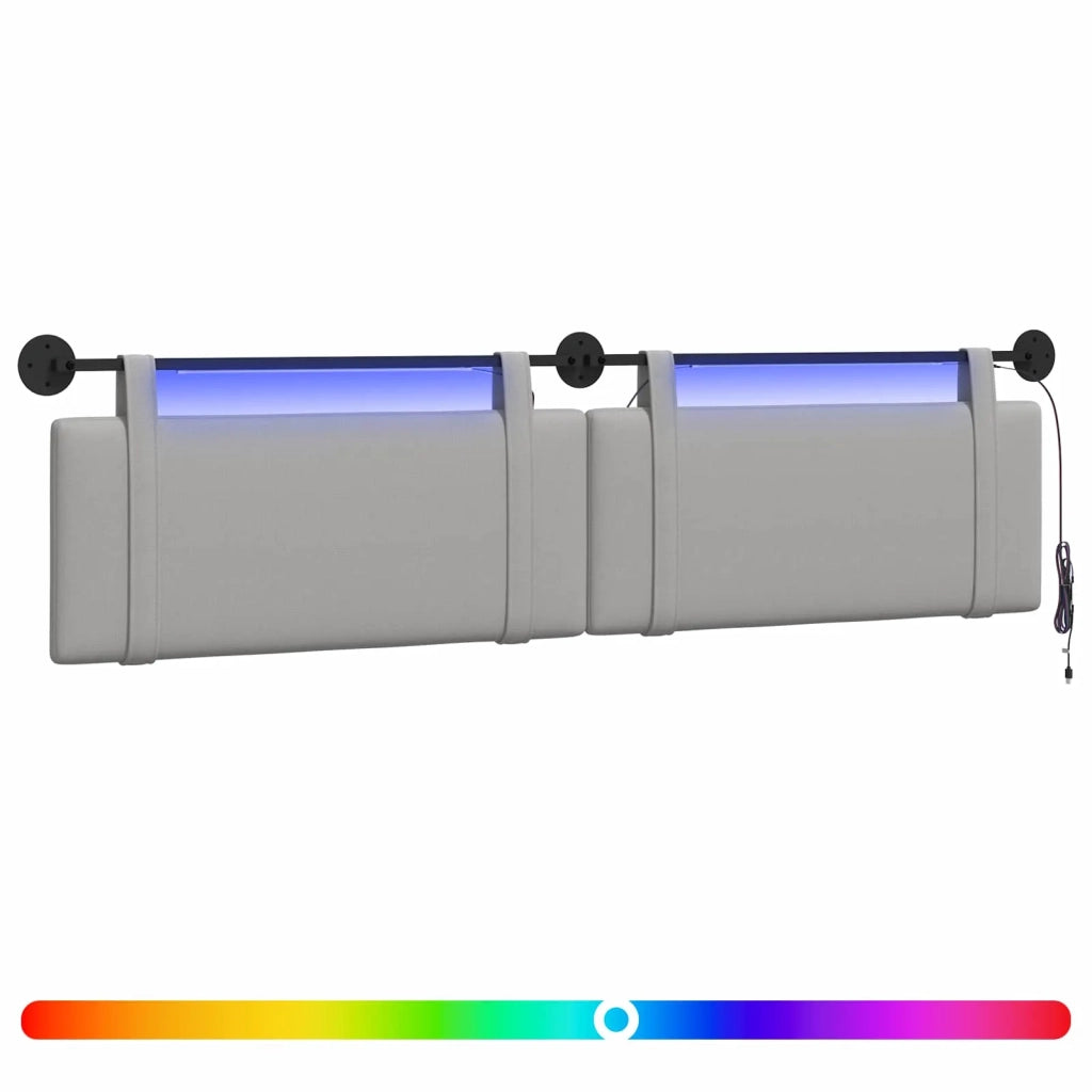 Testiera sospesa Con luce LED Grigio Nuvola Tessuto