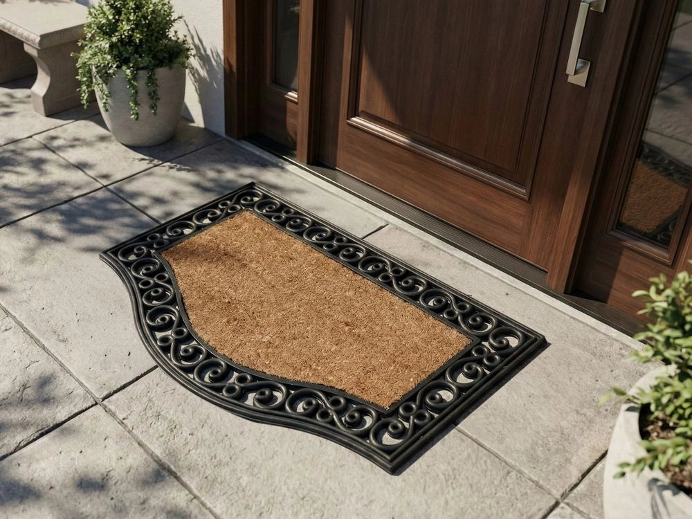 Zerbino in fibra di cocco naturale con fondo in PVC antiscivolo 45 x 75 cm Decorazione moderna per interni