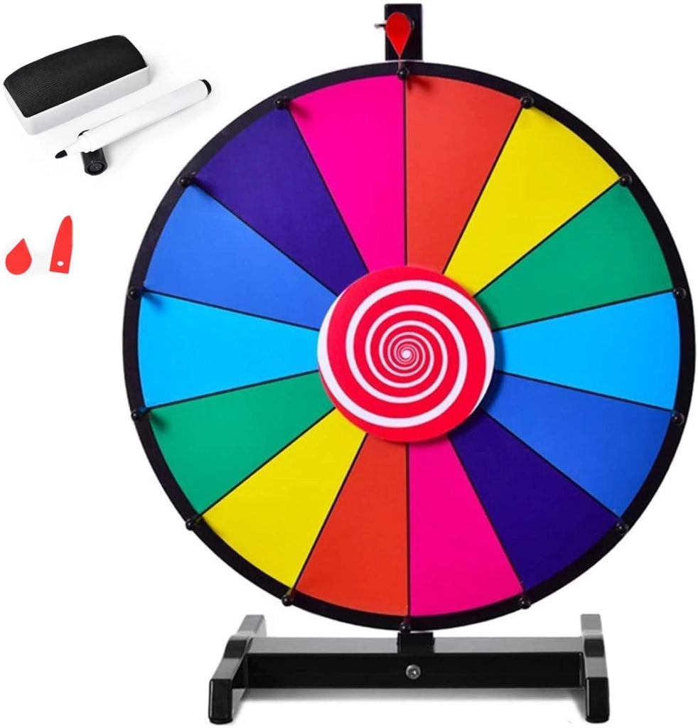 Ruota della Fortuna 30'', 14 Shot, da Terra con Altezza Regolabile, con Pennarello e Cancellino Riutilizzabile, Base Stabile a Treppiede, per Feste, Carnevale e Ferie (Ø76 cm, 140-170cm)