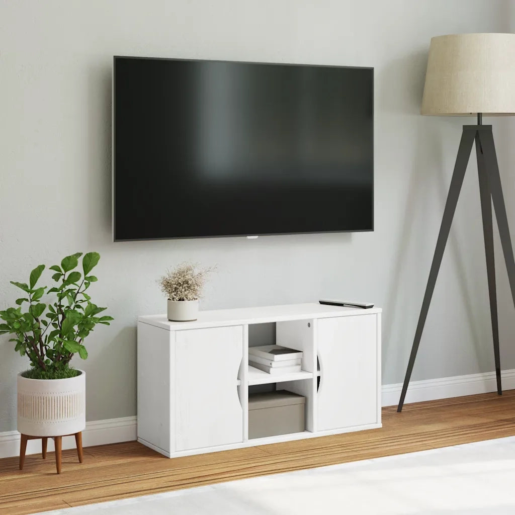 Mobile Porta TV-Mobile per TV-Credenza TV ODDA Bianco 79x24x40 cm Legno Massello di Pino