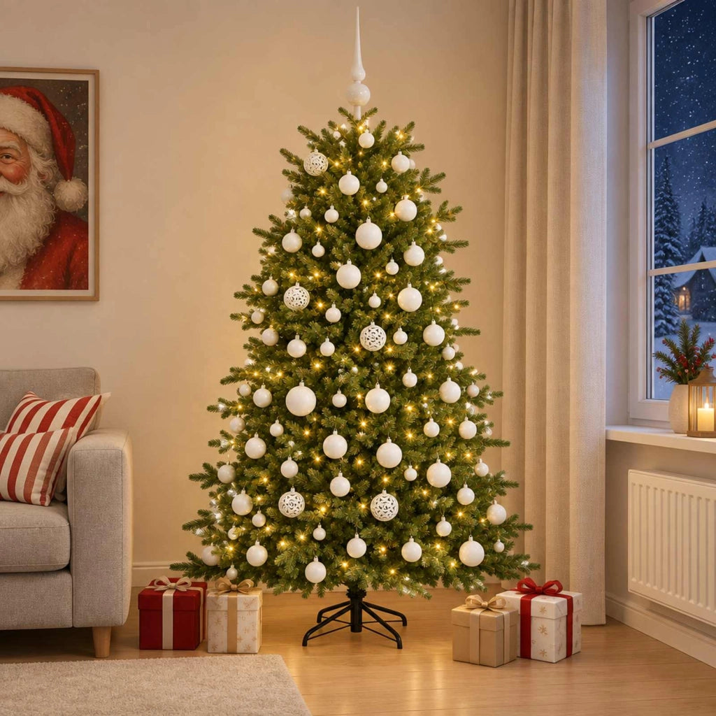 Albero di Natale artificiale con palline 210 cm 300 LED 3467108