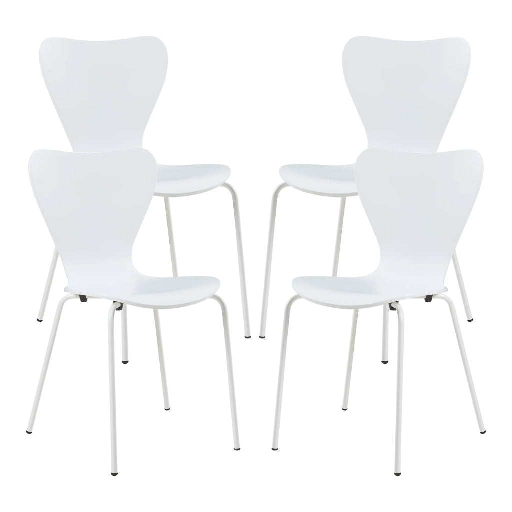 Set di 4 sedie da pranzo 80 x 48 x 45,5 cm design moderno robuste bianche 03_0009809