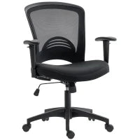 Sedia da Ufficio Traspirante e Reclinabile ad Altezza Regolabile, in Tessuto a Rete, 65x59x92.5-102.5 cm, Nero
