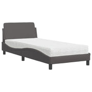 Letto singolo | Letto per adulti | Letto con Materasso Dover Grgio 90x200 cm in Similpelle