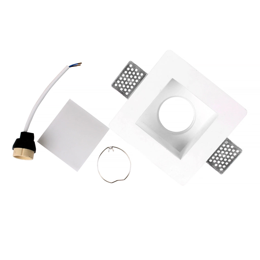 PORTAFARETTO GU10 QUADRATO IN GESSO BIANCO DA INCASSO - ELEGANZA E FUNZIONALITA' PER CONTROSOFFITTI