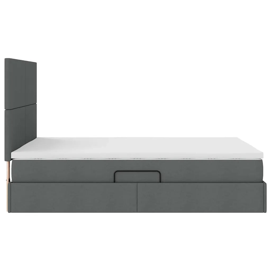 Letto con contenitore e materasso Grigio scuro 140 x 190 cm