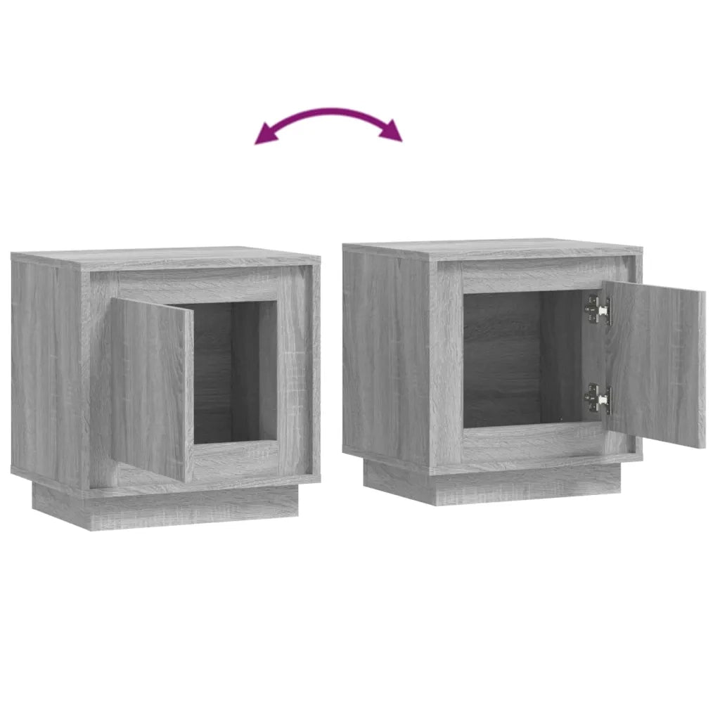 Comodini 2 pz-Set di 2 Tavolino da notte Grigio Sonoma 44x35x45 cm in Legno Multistrato