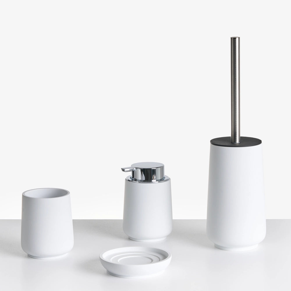 Set di 4 accessori in poliresina bianca per il bagno stile elegante semplice