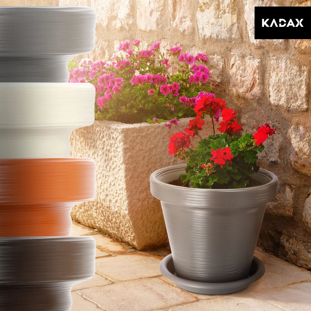 Vaso da giardino KADAX per fiori, con coperchio e supporto, grande, grigio, 46 cm