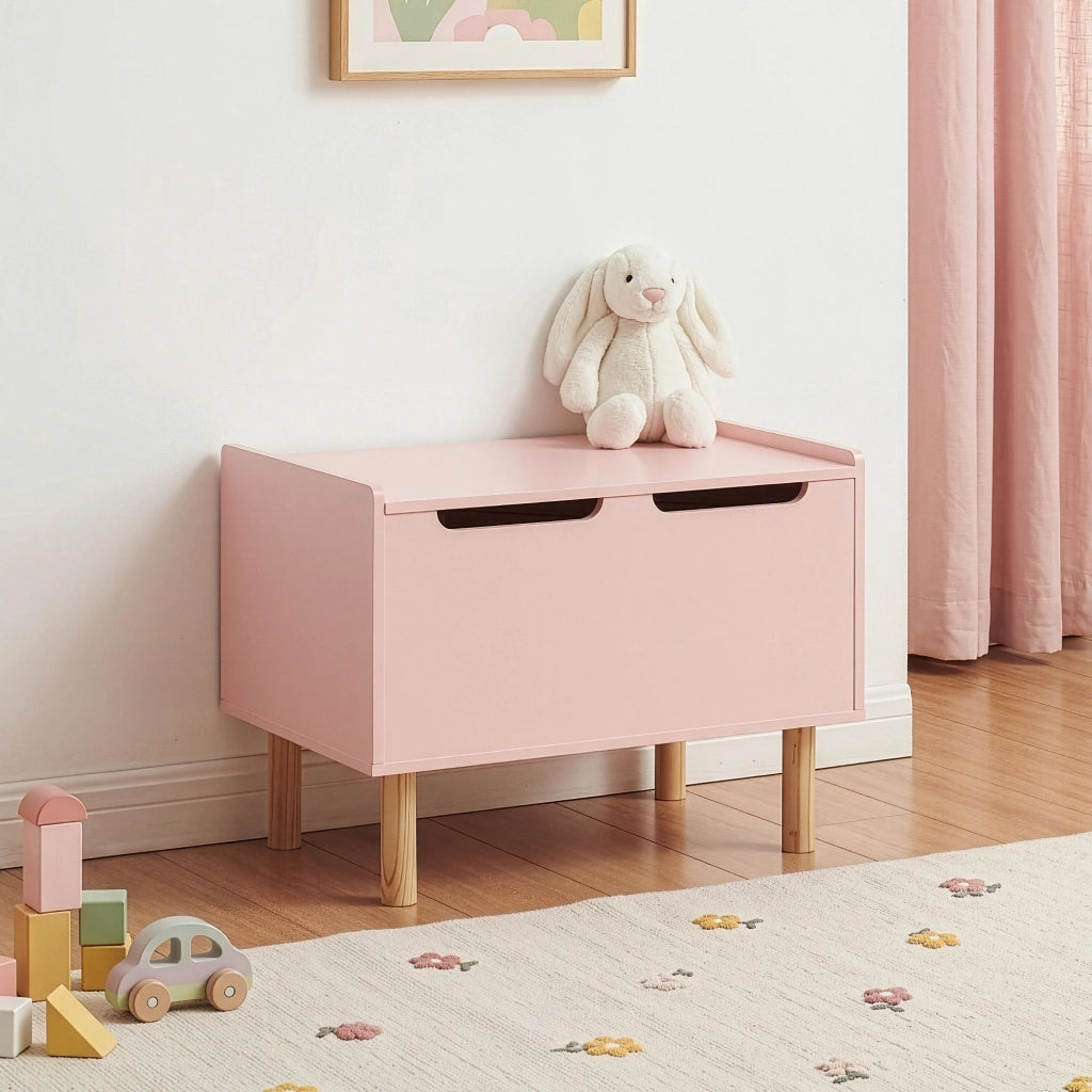 Baule per Giocattoli Virer Cassapanca per Cameretta 60 x 40 x 45 cm - Rosa [en.casa]