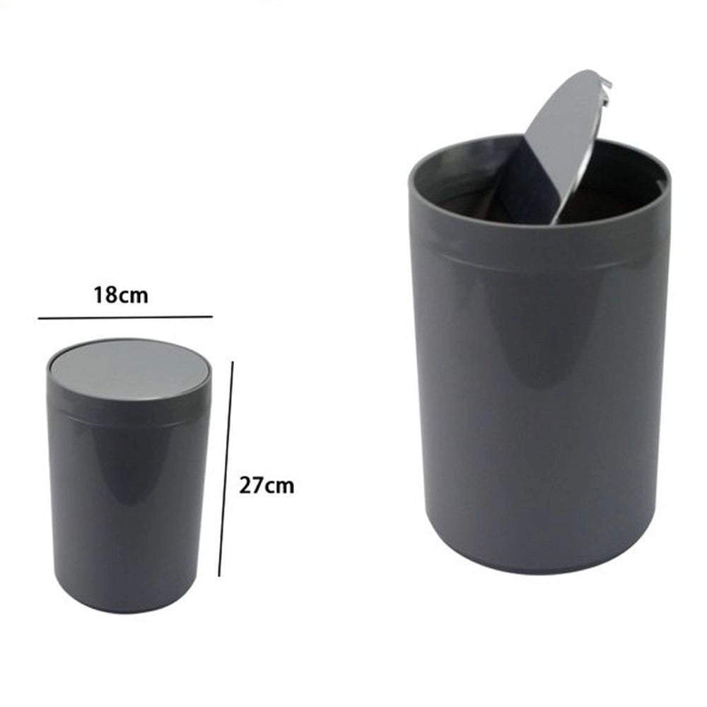 Trade Shop - Pattumiera Cestino Secchio Rifiuti Grigio Arredo Bagno Coperchio Basculante 79897 -