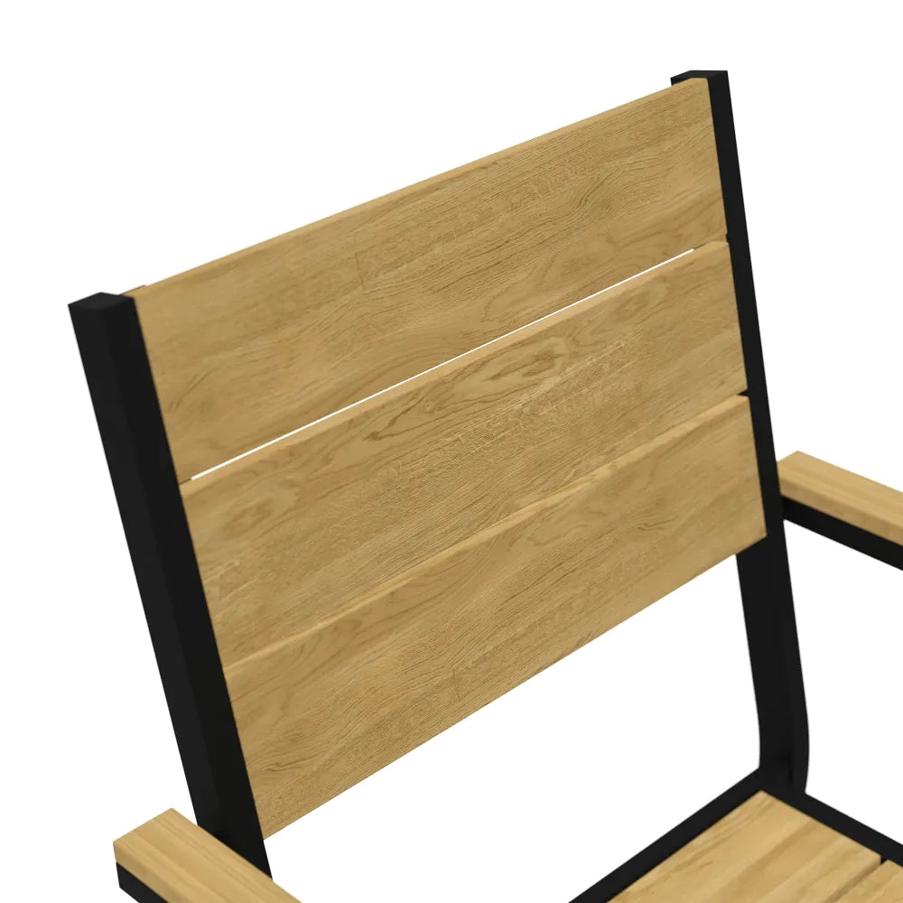 Sedia da esterno a doghe in polywood nera | Camir