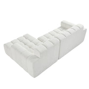 Divano modulare a L in velluto bianco con chaise longue