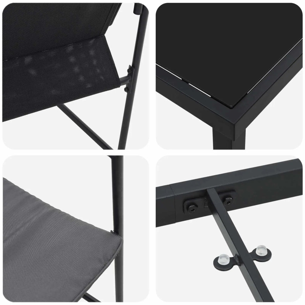 Set da Pranzo per Giardino 5 pcs Nero e antracite