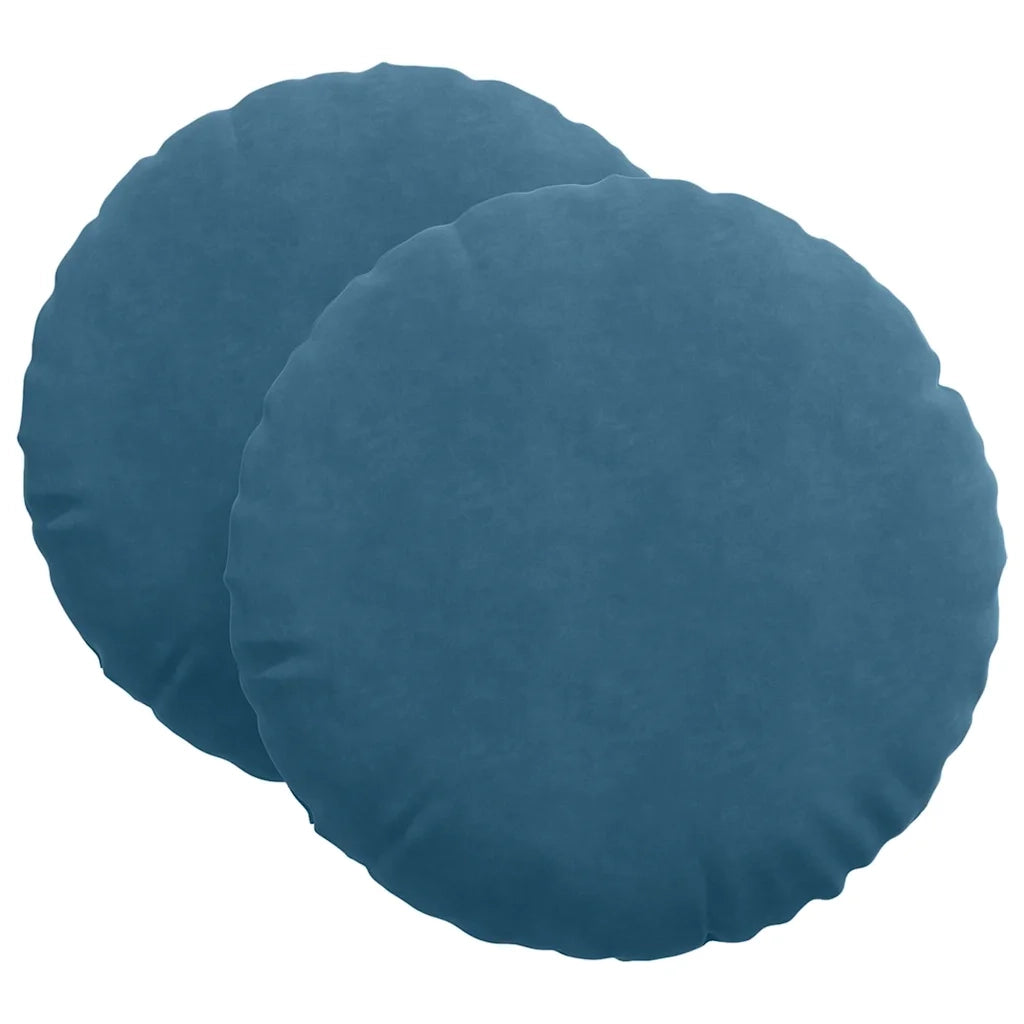 Cuscini per Seduta 2 pcs Blu Ø60 x 21 cm Velluto