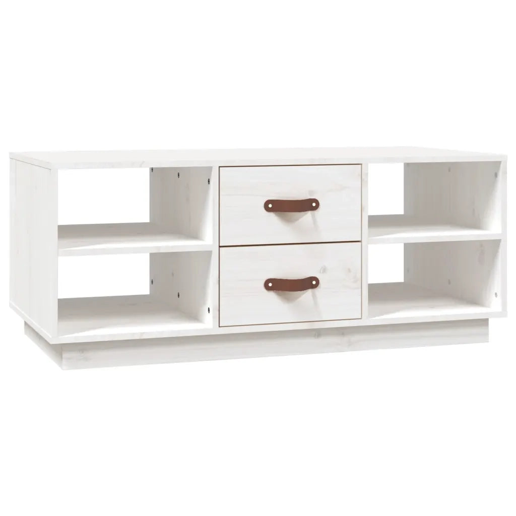 Tavolino da Salotto Bianco 100x50x41 cm Legno Massello di Pino 818271