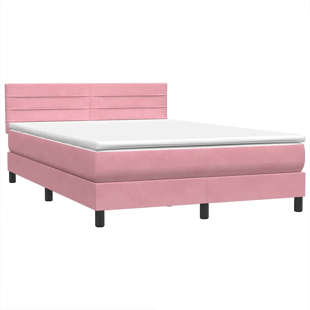 Letto a Molle con Materasso e LED Rosa 140x210 cm in Velluto 3316982