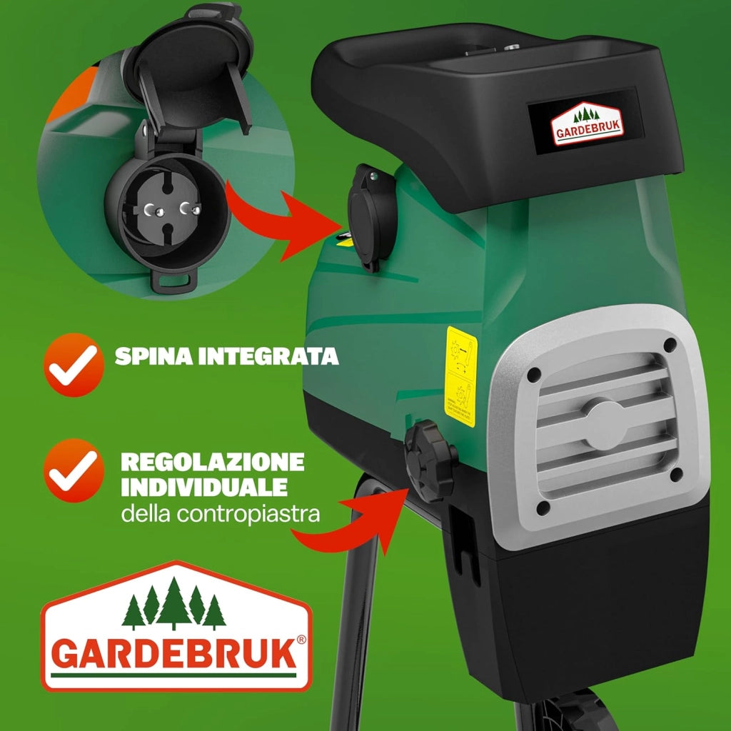 ® Trituratore Elettrico Silenzioso a Rullo 3100W Biotrituratore Sacchi di Raccolta 2x60L Tritatutto da Giardino