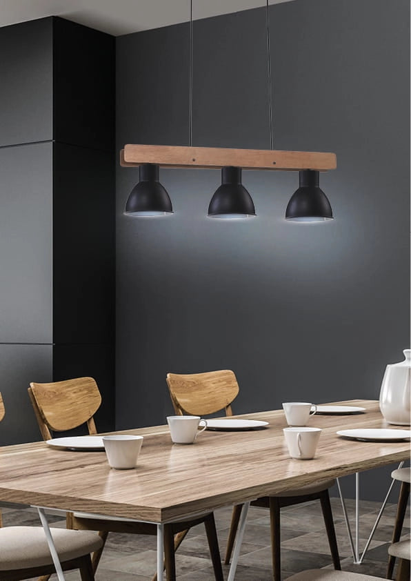 Lampada a sospensione Candellux Vario 3xE27 nero legno