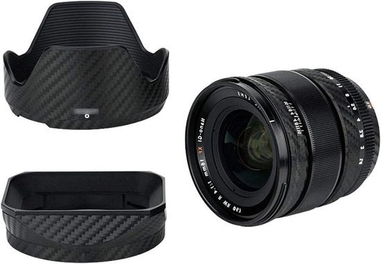 Protezione per Obiettivo Fotografico per Lente FUJIFILM XF 16mm f/1.4 R WR - Fibra di Carbonio, Antimarcatura, Sticker 3M, Decalcomanie, Copertura del Corpo