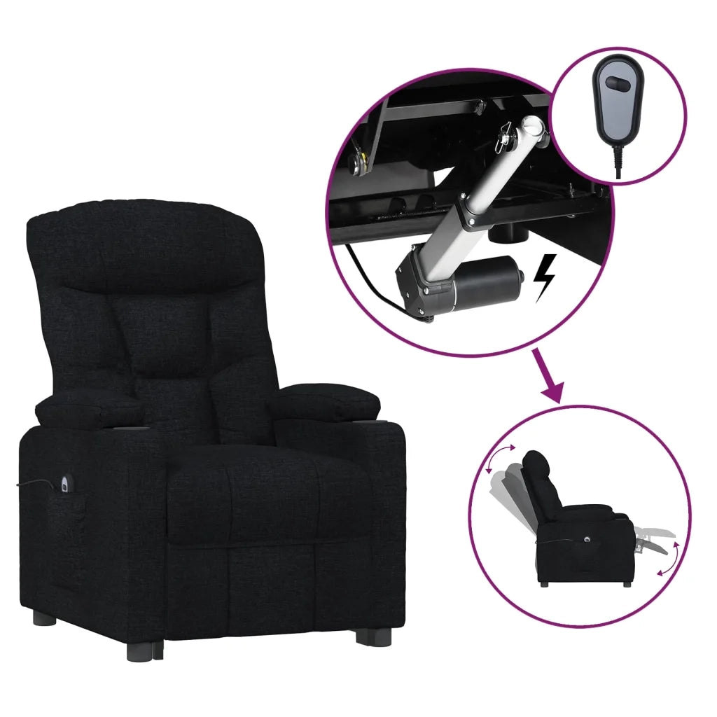 Poltrona | Sedia Relax Elettrica Reclinabile Nera in Tessuto