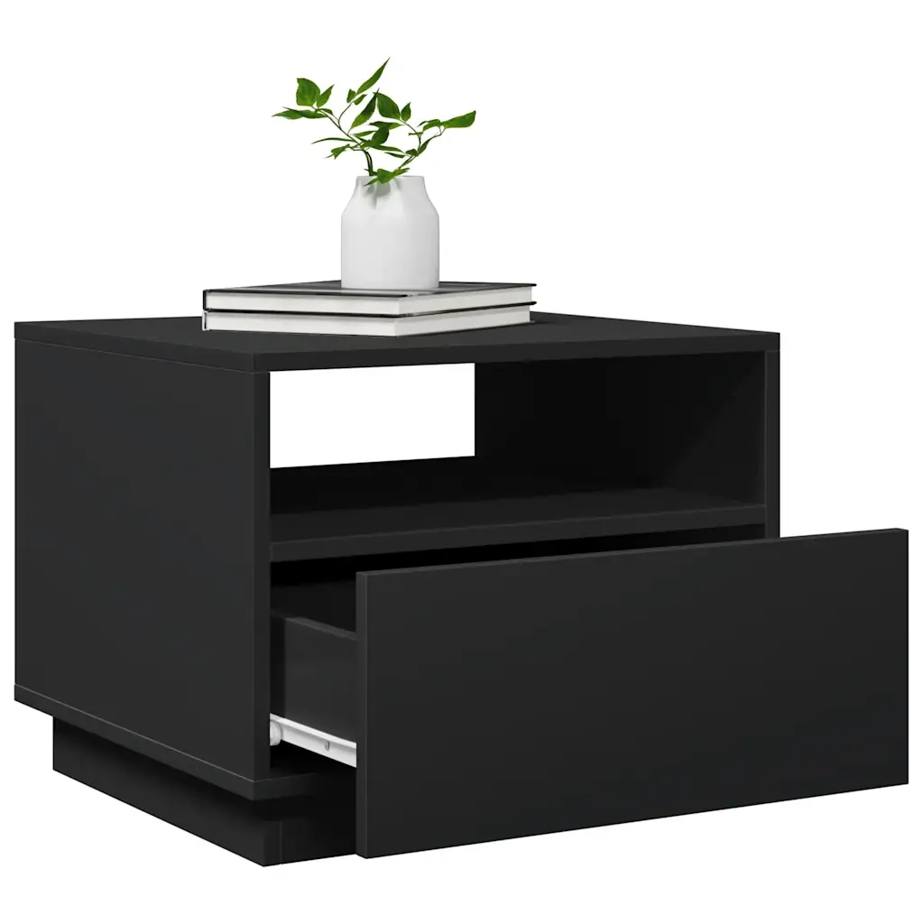 Tavolino da salotto | Tavolino da caff¨¨ | Tavolino da Soggiorno con Luci LED Nero 50x49x40 cm