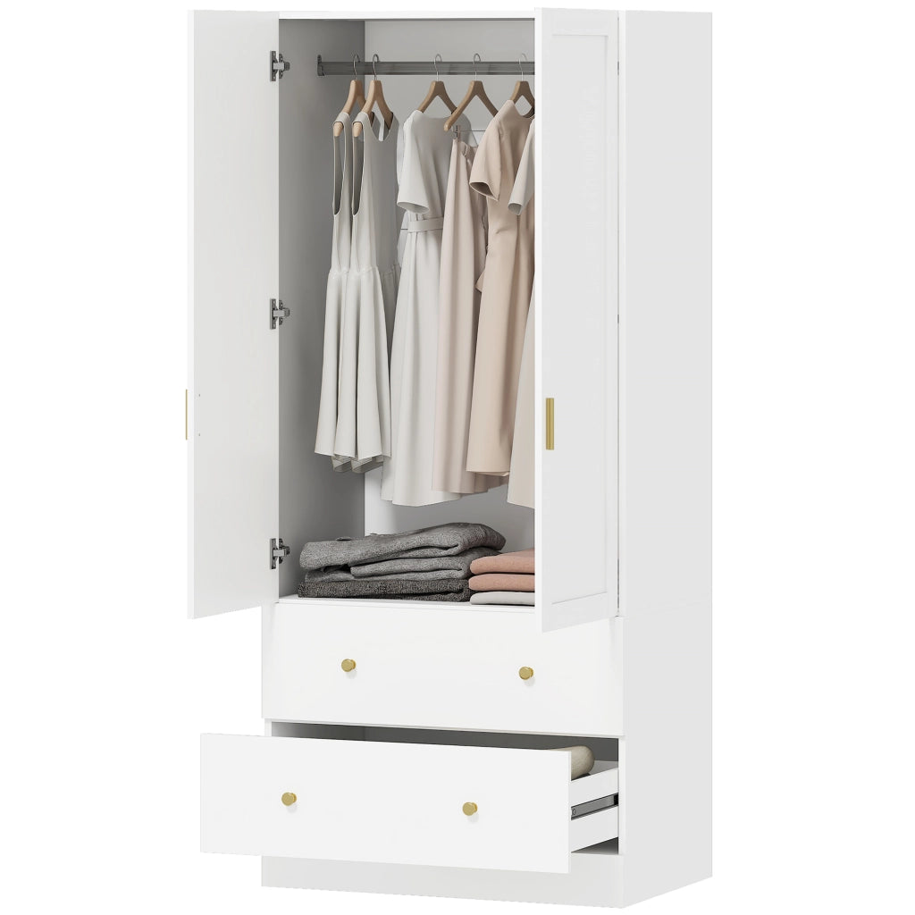 Armadio con Specchio e Appendiabiti ¨C Zephmum ¨C 80x50x180 cm Bianco