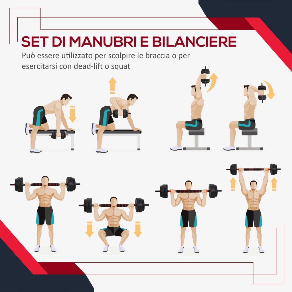 Set Manubri Regolabili 2 in 1 da 25kg ¨C zephmum ¨C 12 Dischi in Ghisa, Nero